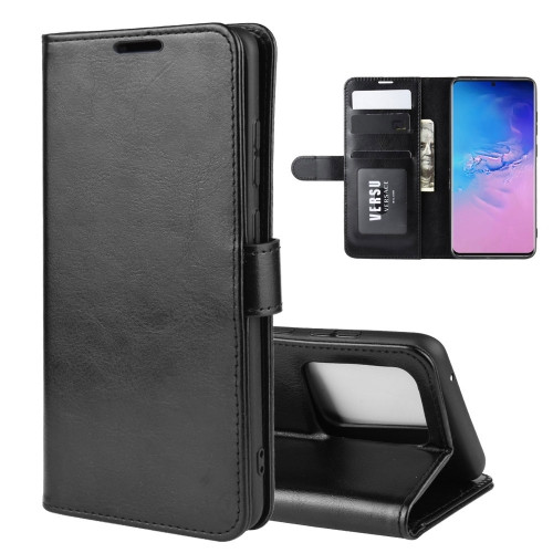 R64 Texture Single Horizontal Flip Protective Case with Holder & Card Slots & Wallet& Photo Frame for Galaxy S20 Ultra (Black)
