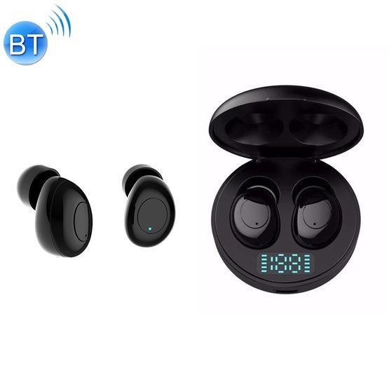 J1 TWS Digital Display Bluetooth V5.0 Wireless Earphones with LED Charging Box (Black)