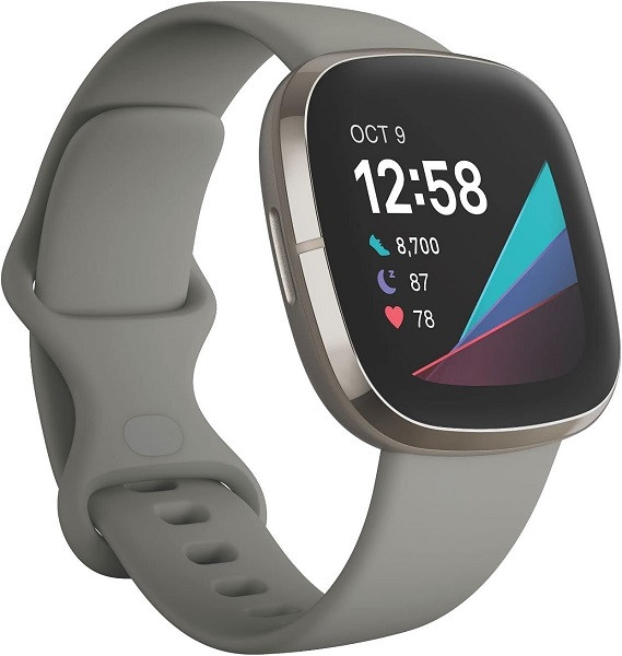 フィットビット Fitbit Sense GPS Smartwatch セージグレー-シルバー ...