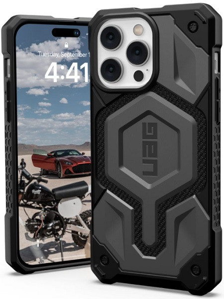 UAG Monarch Pro Kevlar Magnetic Premium Casing With Built-in Magnet Case for iPhone 14 Pro (Silver)
