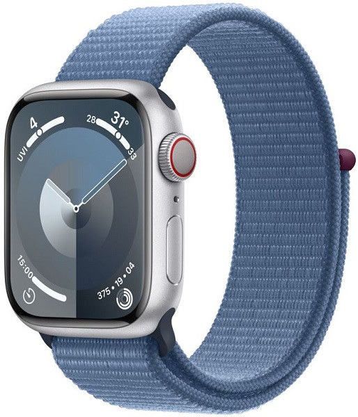Apple Watch Series 9 GPS + Cellular 45mm Silver Aluminium Case with Blue Sport Loop
