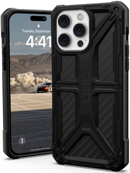 UAG Monarch Cover with Rugged Lightweight Slim Shockproof Drop Protective Case for iPhone 14 Pro (Carbon Fiber)