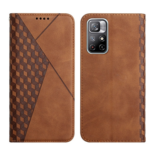Skin Feel Magnetic Leather Phone Case for Xiaomi Redmi Note 11 (Brown)