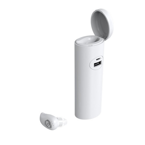 V21 Mini Single Ear Stereo Bluetooth V5.0 Wireless Earphones with Charging Box (White)