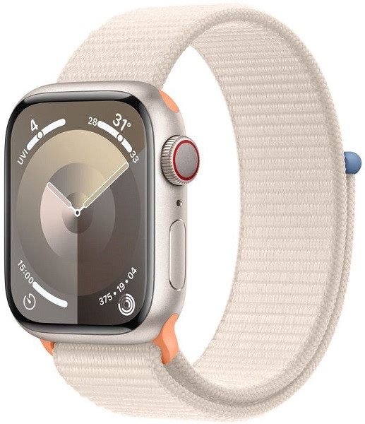 Apple Watch Series 9 GPS + Cellular 45mm Starlight Aluminium Case with Starlight Sport Loop