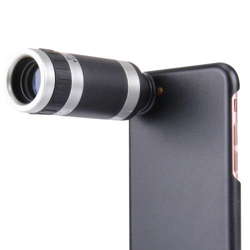 iPhone 7用PC保護ケース付き8Xズームレンズ携帯電話望遠鏡（ブラック+シルバー）