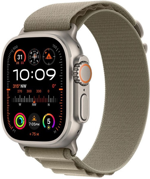 Apple Watch Ultra 2 GPS + Cellular 49mm Titanium Case with Small Olive Alpine Loop
