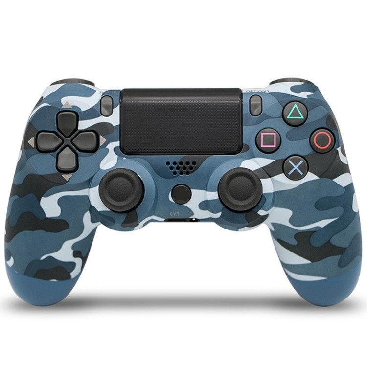 Camouflage Wireless Bluetooth Game Handle Controller with Lamp for PS4(Blue)