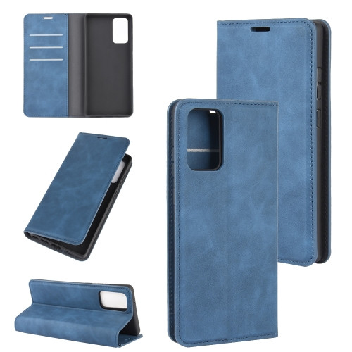Retro-skin Business Magnetic Suction Leather Case with Holder & Card Slots & Wallet for Samsung Galaxy Note 20 (Dark Blue)