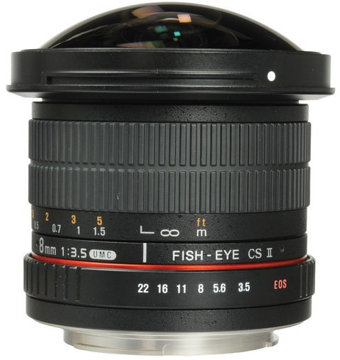 Samyang 8mm f/3.5 フィッシュアイ レンズ CS II フード付属 (Canon EF