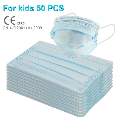 (50 pcs/Set) CE Certificated Disposable 3-layered Protection Breathable Earloop Antiviral Protective Face Mask for Kids