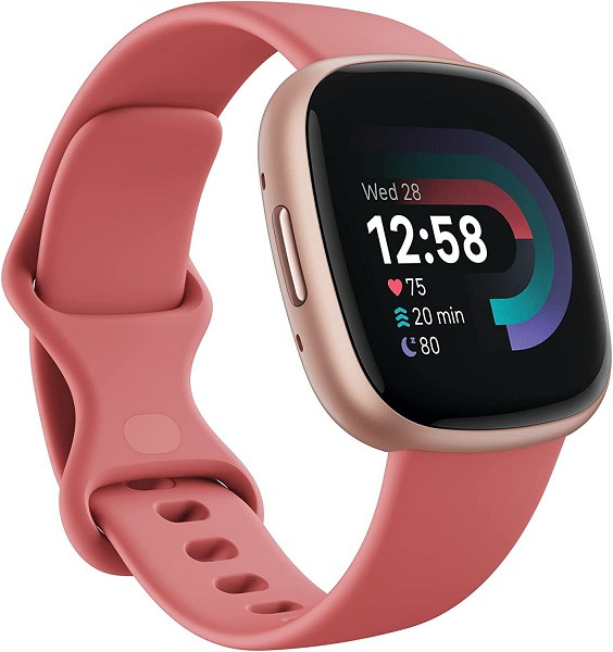 Fitbit Versa 4 GPS Smartwatch Pink Sand with Copper Rose Aluminium Case