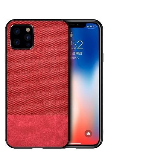 Shockproof Splicing PU + Cloth Protective Case for iPhone 11 Pro(Red)