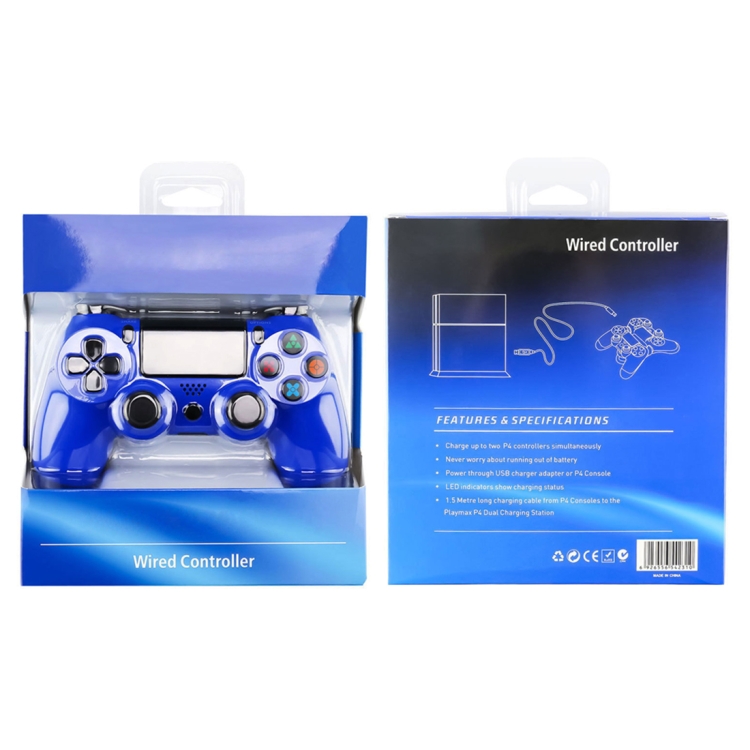 Snowflake Button Wired Gamepad Game Handle Controller for PS4 (Blue)