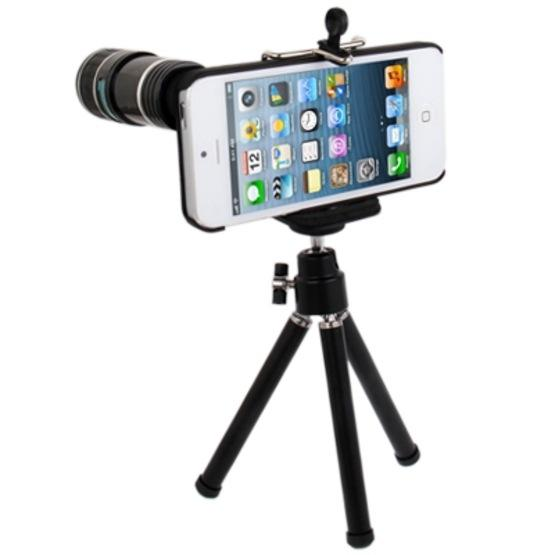 12X Optical Zoom Mobile Phone Telescope Lens with Tripod + Plastic Case for iPhone 5