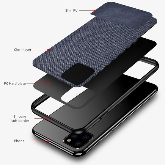 Shockproof Splicing PU + Cloth Protective Case for iPhone 11 Pro Max(Coffee)