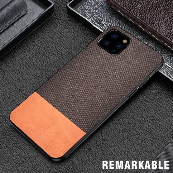 Shockproof Splicing PU + Cloth Protective Case for iPhone 11 Pro Max(Coffee)