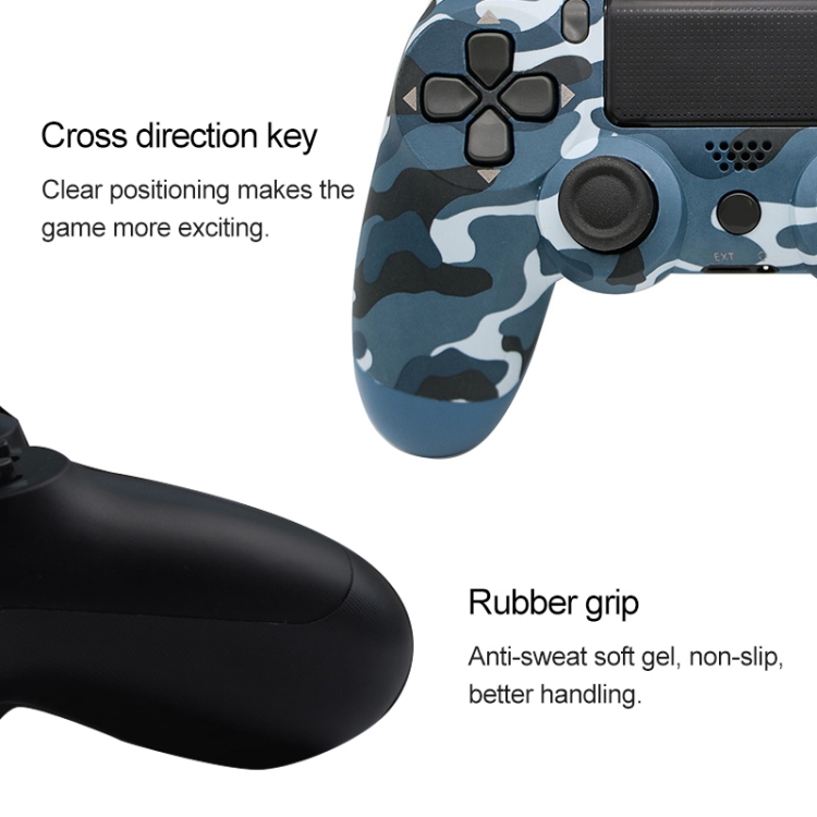 Camouflage Wireless Bluetooth Game Handle Controller with Lamp for PS4(Grey)