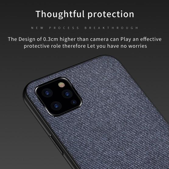 Shockproof Splicing PU + Cloth Protective Case for iPhone 11 Pro Max(Blue)