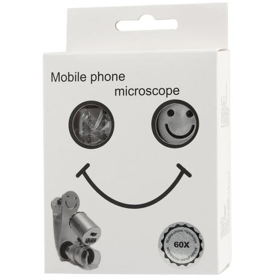 60-100X Zoom Mobile Phone Microscope with Universal Smile Clip, 60X Zoom Mobile Phone Microscope with Universal Smile Clip(Silver)