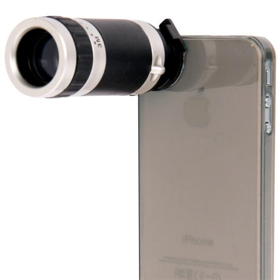 8X Zoom Lens Mobile Phone Telescope + Crystal Case for iPhone 4 & 4S (Grey)
