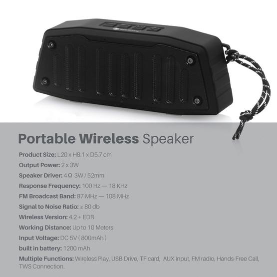 NewRixing NR-4019 Outdoor Portable Bluetooth Speaker Black