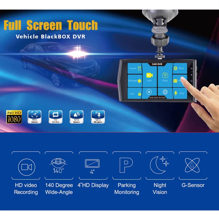Car DVR - SE008 4 inch 170 Degrees Wide Angle Full HD 1080P Touch Screen DVR