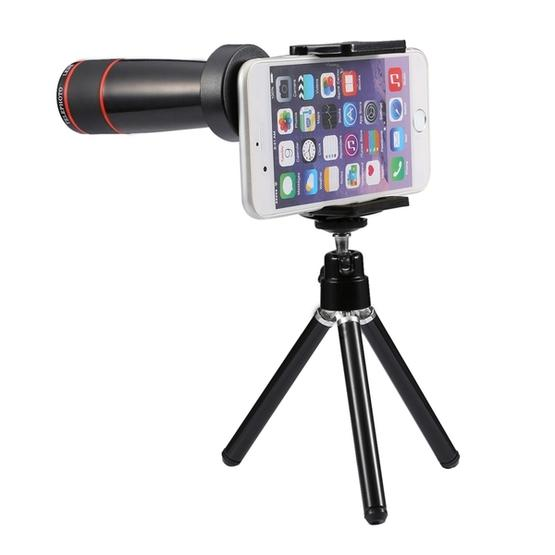 Universal 12x Zoom Optical Telescope Telephoto Camera Lens Kit, Suitable for Width as 5.5cm-8.5cm Mobile Phone (Black)