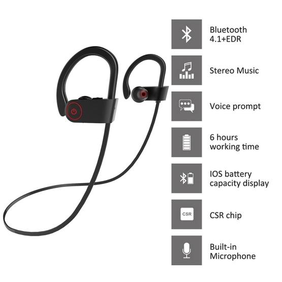 U8 Sports Style Bluetooth 4.1 + EDR Stereo Headphone Over the Ear Headset (Black)