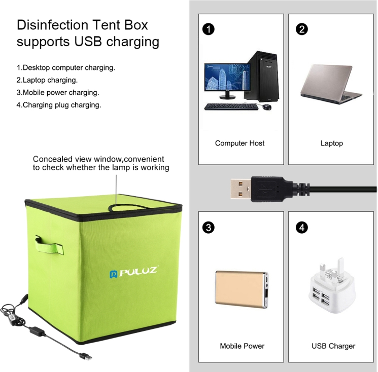 PULUZ 30cm UV Light Germicidal Sterilizer Disinfection Tent Box