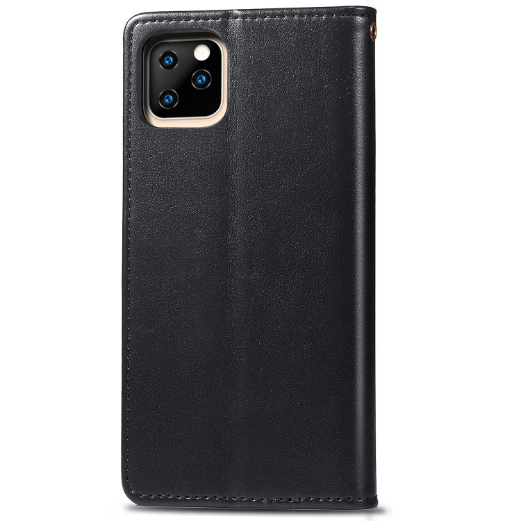 Retro Solid Color Leather Buckle Mobile Phone Protection Leather Case for iPhone 11 (Black)